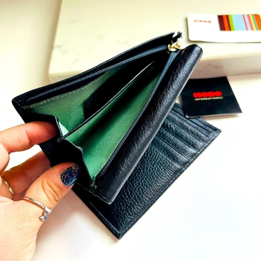 NWT Hobo International Ares Black Leather Wallet